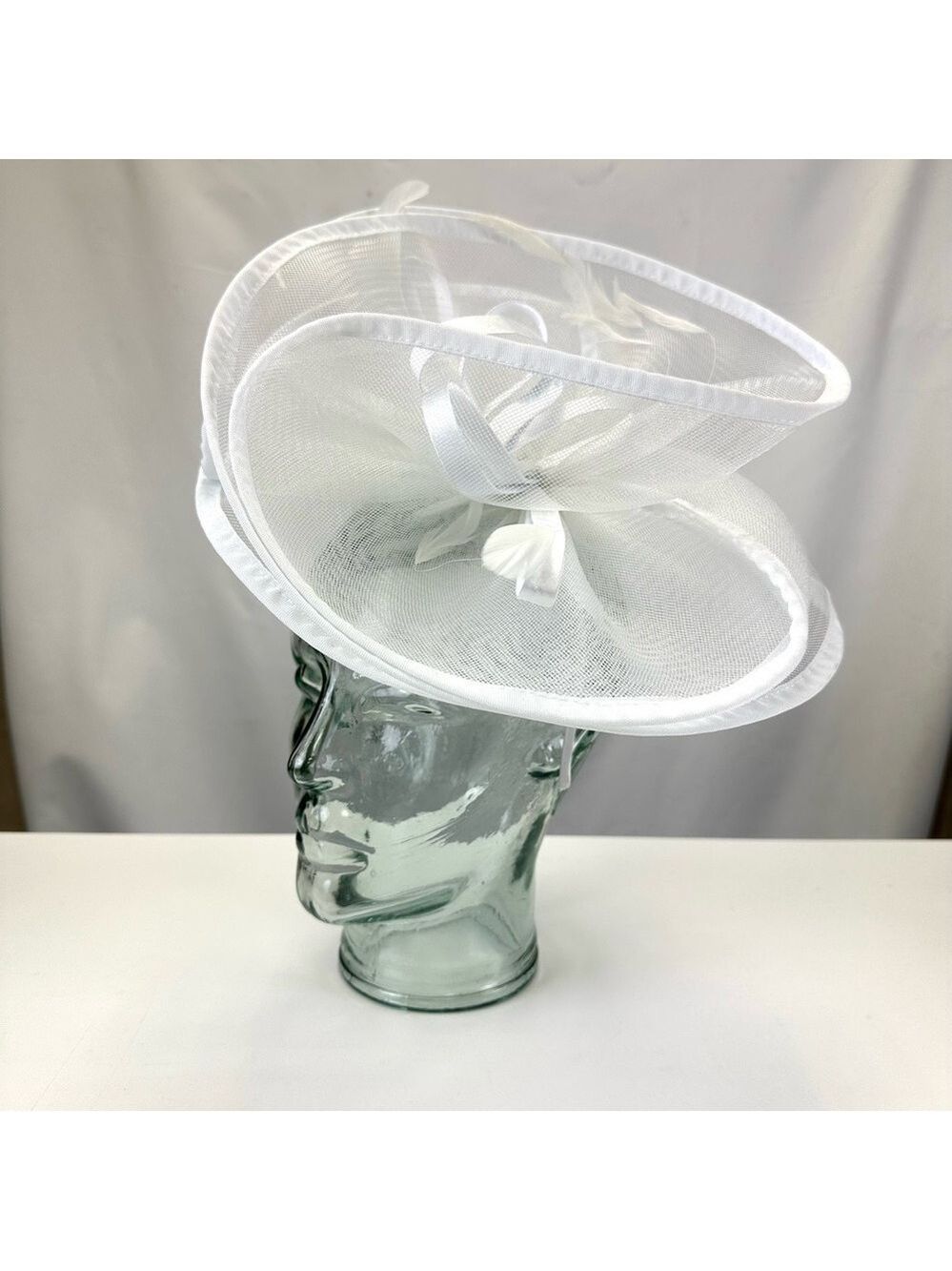 White Fascinator Bridal wedding feather headband